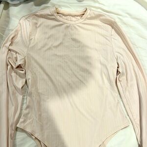 Cream long sleeve body suit